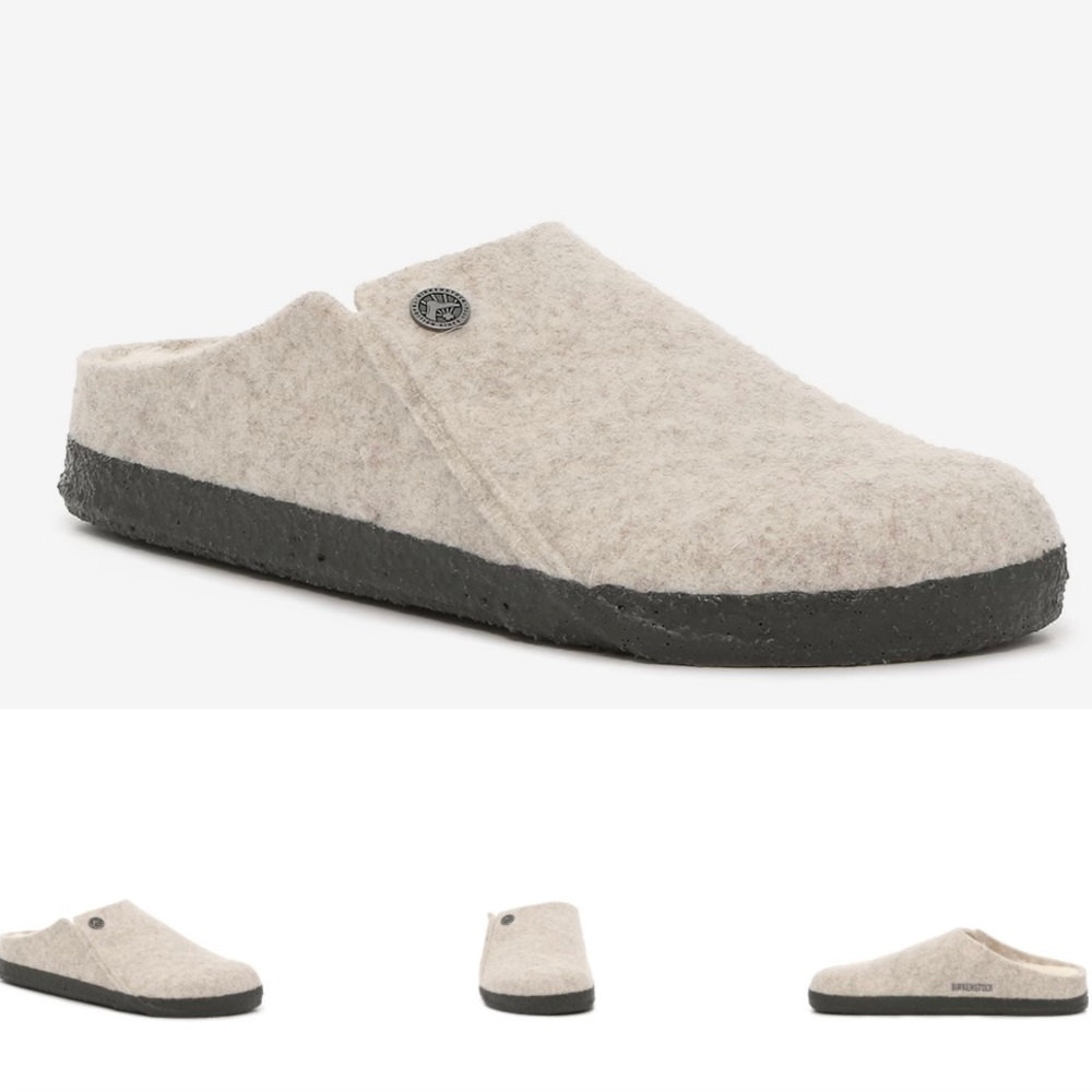 Birkenstock Zermatt Rivet Eggnog Grey Shearling Slippers NIB New NWT
